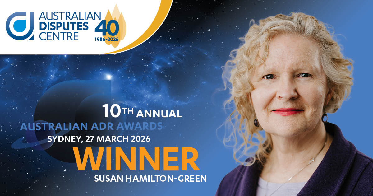 Australian Disputes Centre – Winner – Susan Hamilton-Green
